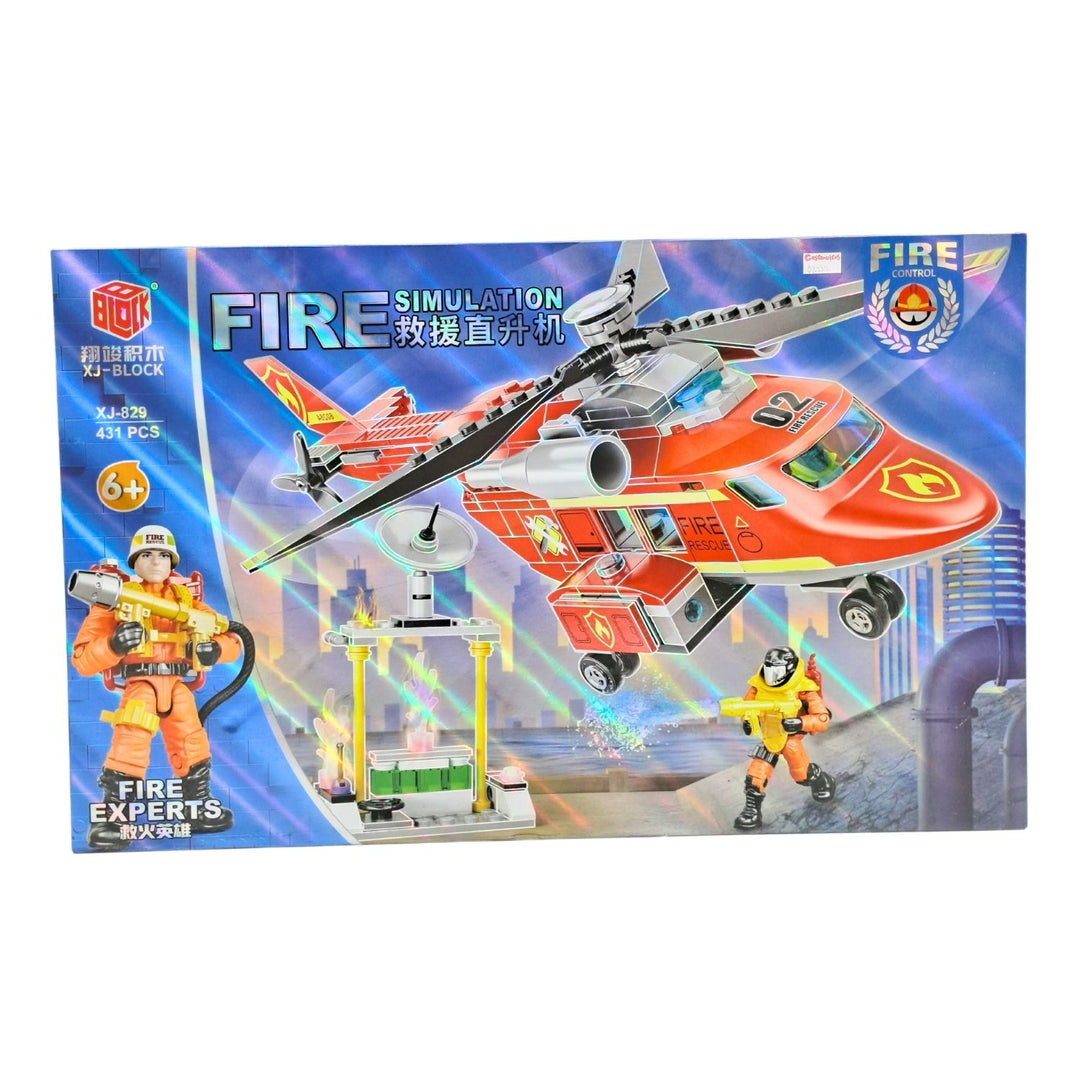 Helicóptero de Rescate Armable Tipo Lego Rojo - Cascanueces