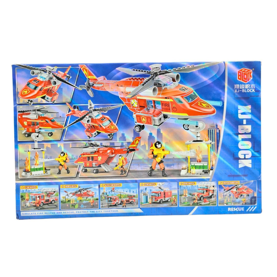 Helicóptero de Rescate Armable Tipo Lego Rojo - Cascanueces